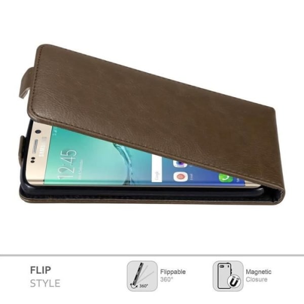 Cadorabo fodral till Samsung Galaxy S6 EDGE PLUS - i brunt - Skyddsfodral med flipstil med magnetlås