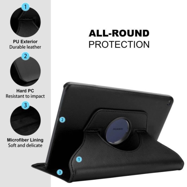 Tabletfodral - Cadorabo - Huawei MatePad T 10/T 10s - Svart Sureau - 360° skydd - Inbyggt ställ NOIR SUREAU