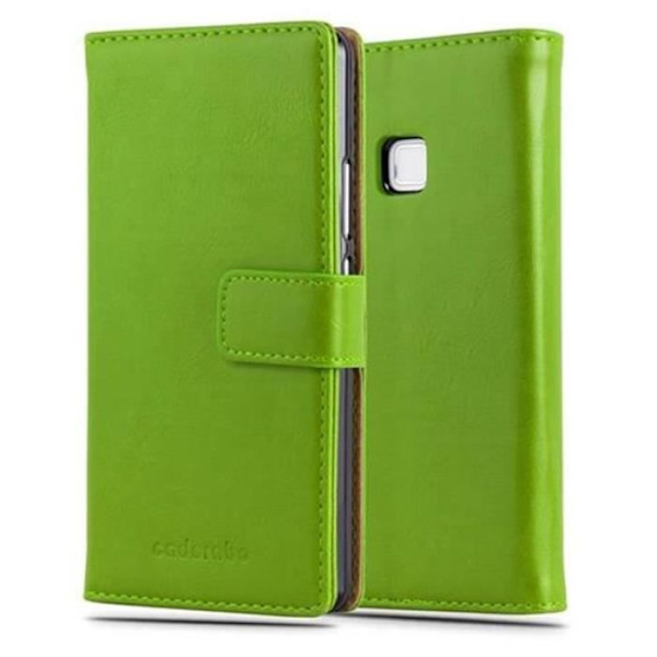 Cadorabo Huawei P9 LITE Fodral GRÖN PRE LUXURY Magnetisk skyddsfodral som stöder stativ och kortplats