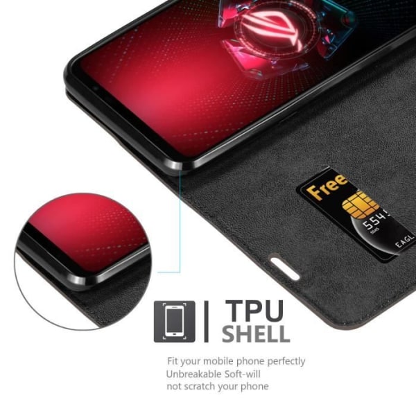Coque - CADORABO - Asus ROG Phone 5 - Kaffeebrun - Ultrafin - Stfunktion - Kortfack KAFFEBRUNT