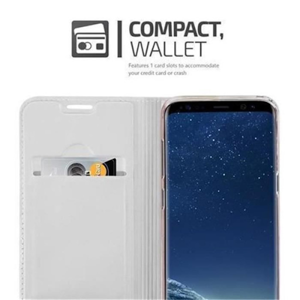 Samsung Galaxy S8 PLUS Fodral i CLASSY SILVER från Cadorabo (MATTE METALLIC Design) Fullt skyddsfodral med flipskydd Pengar