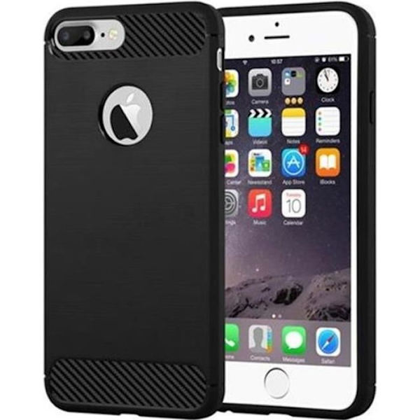 Cadorabo Fodral till Apple iPhone 8 PLUS - iPhone 7 PLUS, BORSTAD SVART Design TPU CARBON Gel Silicon