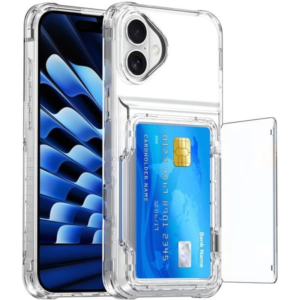 Transparent skal för iPhone 17 med kortfack Vit