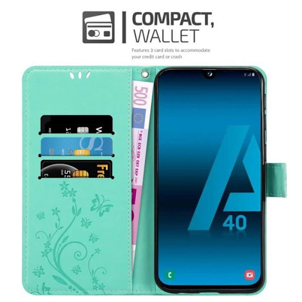 Cadorabo Fodral för Samsung Galaxy A40 / A40s i grönt - blommönster Grön