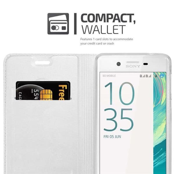Flip-fodral för Sony Xperia X Etui i KLASSISK SILVER Plånbok Stötsäker Grå