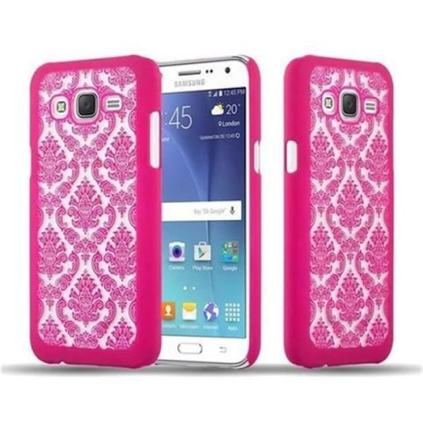 Cadorabo fodral till Samsung Galaxy J5 (Modell 2015) - i rosa - Henna blommor paisley design - Hårt skal Rosa