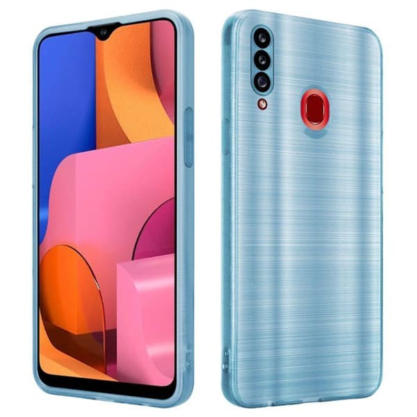 Skyddsfodral för Samsung Galaxy A20s Borstad Turkos Kamera Blå