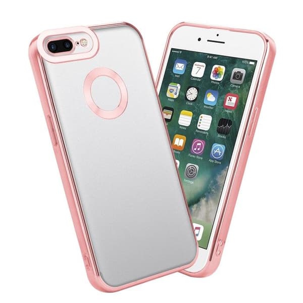 Skal för iPhone 7 PLUS / 7S PLUS / 8 PLUS Transparent Fodral - Rosa Skyddsskal Chrome Design Vit