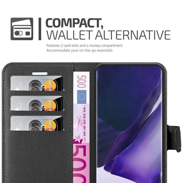 Cadorabo Fodral för Samsung Galaxy NOTE 20 PLUS i JET BLACK Skyddsfodral Magnetstängning Stativfunktion Kolsvart
