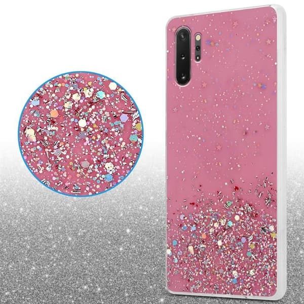 Skal för Samsung Galaxy NOTE 10 PLUS Rosa med Glitter Skydd Design med Glitter Ros