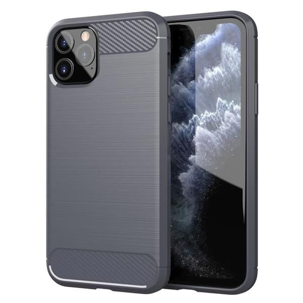 iPhone 11 PRO MAX FODRAL BORSTAD GRÅ Kolfiberdesign Grå