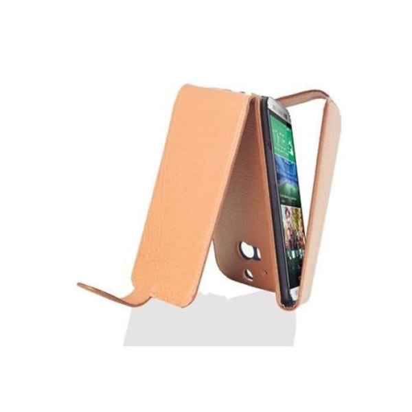 Cadorabo Fodral HTC ONE M8 (2. Generation) DESIGN FLIP Style Fodral Fodral Fodral konstläder Struktur HAZEL BRUNT