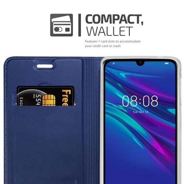 Flip-fodral för Huawei Y6 2019 i MÖRKBLAU CLASSY Plånbok Stötsäker Blå