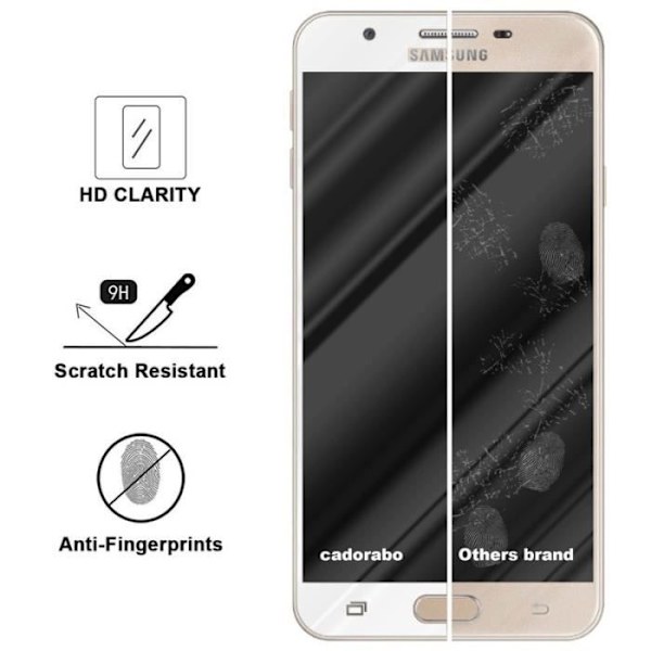 Cadorabo härdat glas Samsung Galaxy J5 PRIME - ON5 2016 Skärmskydd Glas Skärmskydd CLEAR with WHITE