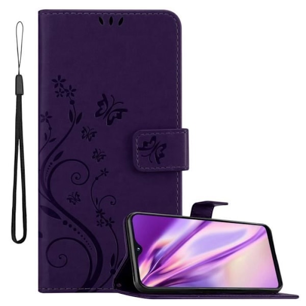 Fodral till Samsung Galaxy A20e - CADORABO - Lila - Imiterat läder - Blommönster - Stativfunktion Lila