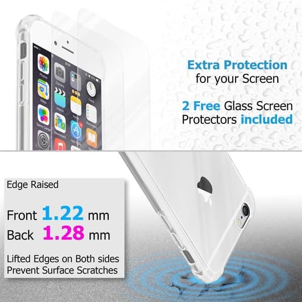 Transparent skal och 2x härdade skyddsglas för iPhone 6 / 6S Vit