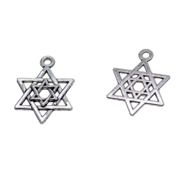 50 bitar tibetanskt silvertätning hexagram smycken att göra berlocker hänge för DIY Vintage halsband Armband Örhänge Tillbehör, 21x16mm