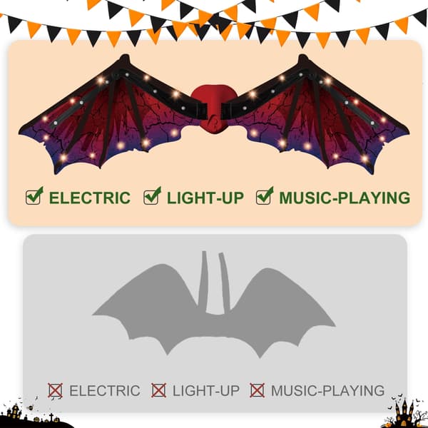 [RM]Electric Luminous Wings, Moving Dragon Wings Flapping with Sound Effects (Black)