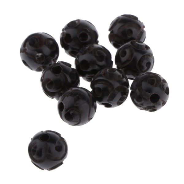 10 lots svarta träpärlor buddhistiska print pärlor Halsband Anlets Nyckeldekor 8MM