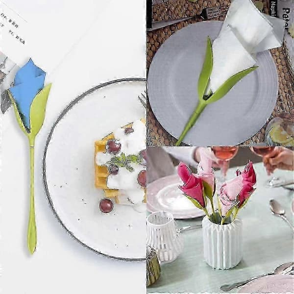 20 stk. dekorative servietringe i plast med blomsterform til fester size