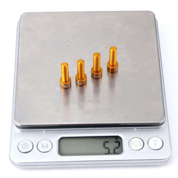 4 st Väghjul Styrlager Skruvar Aluminiumlegering M5*17mm Guld Bultar