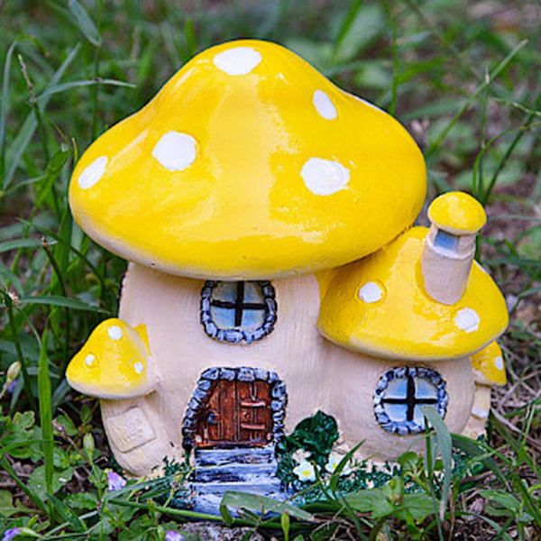Svampfehus staty miniatyr älvträdgård & terrarium ny 5