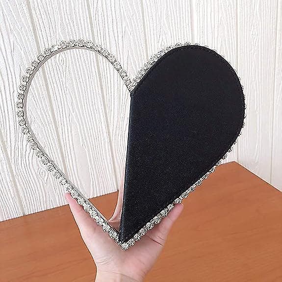 Söt Mini Hjärtformad Kvällskoppling, Rhinestone Diamantram Bröllopsklänning Handväska för Kvinnor