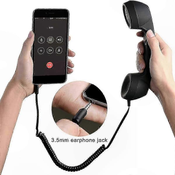 Klassisk retro telefonrør med mikrofon til smartphones, 3,5 mm jack-kompatibilitet