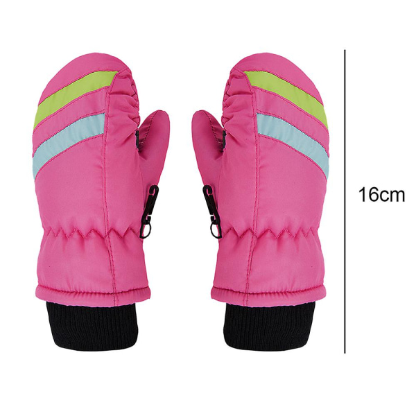 Vinter Barn Snövantar Unisex Vattentäta Skidvantar Pink