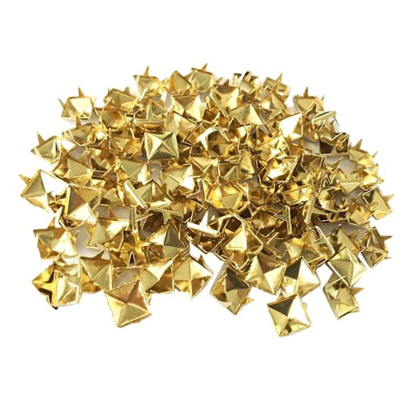 Grossist 100 st fyrkantig pyramid nit metall nitar läderhantverk diy guld