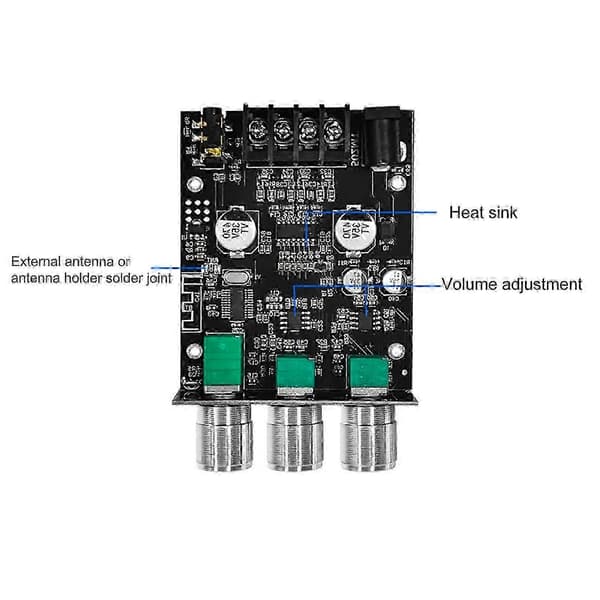 Bluetooth 5.0 effektforstærkerkort 2.0 Stereo 50W+50W Digital HIFI Høj Lav Frekvensjustering