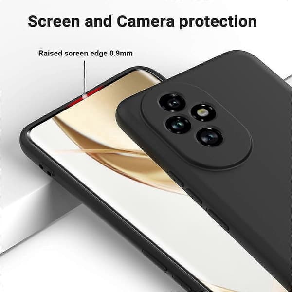 [RM] Stöttåligt mobilskal i flytande silikon med enfärgad design Black For Honor 200 Pro