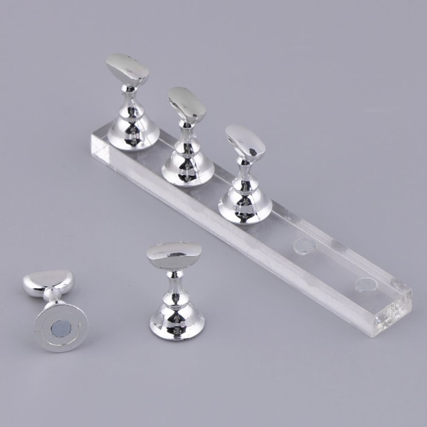 Set Akryl Magnetiska Nagel Kristall Tips Konst Övning Display Ställ