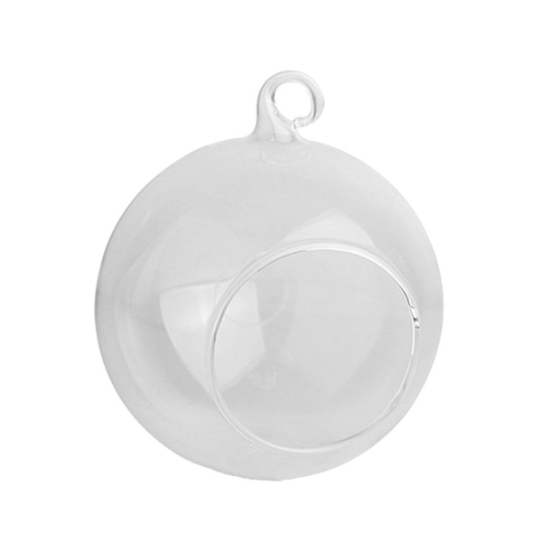 Glaskula Hängande Tekanna Ljusstake Blomkruka 8cm Rund Bas (Svart)