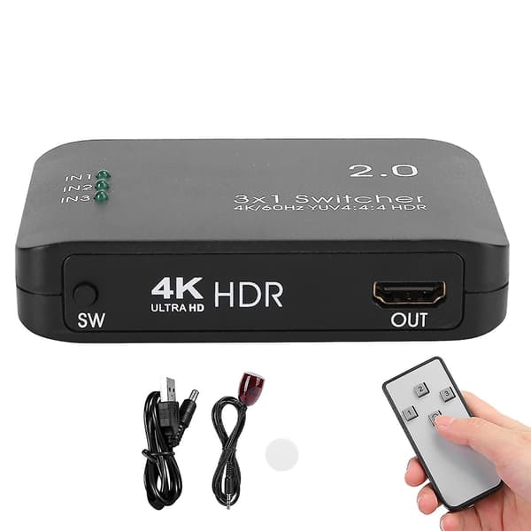 4K High Definition Multimedia Interface Switcher 3 ingång 1 utgång splitteradapter HD IR-fjärrkontroll ABS med LED-indikator