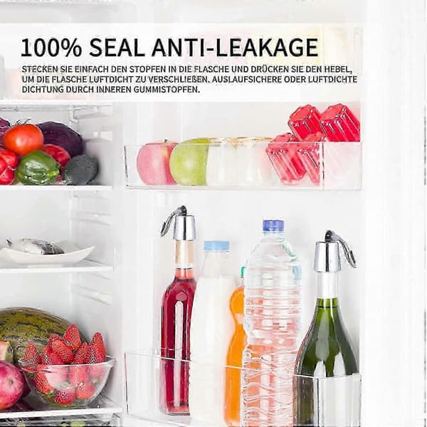 Vakuumforseglet flaskeprop i rustfrit stål til champagne (standardstørrelse)