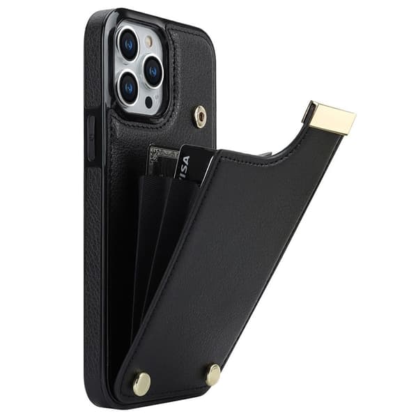 iPhone 15 Pro Max Cover med kortholder - Sort Svart black
