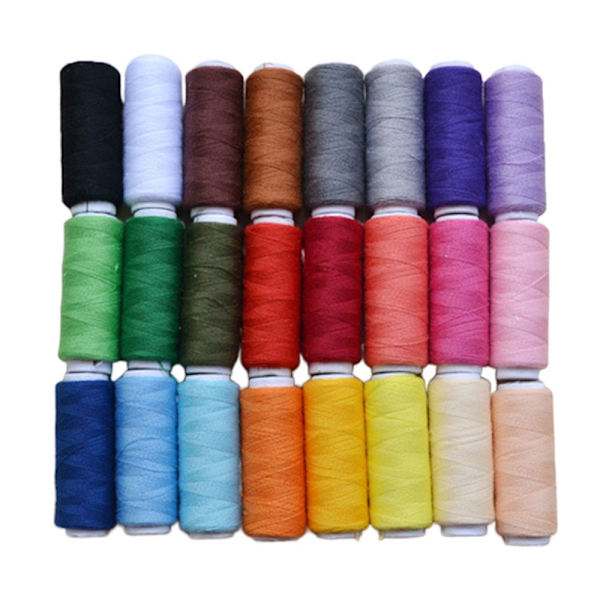 24 Färger Polyester Sytråd + Nålar Set För Handsömnad Maskin 200 yards