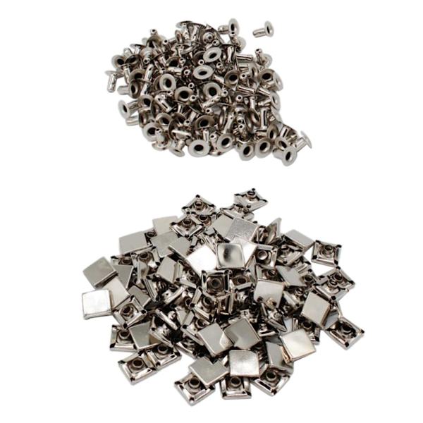 100 Set Fyrkantiga Snabbnitar för 7mm Läder DIY Tillbehör