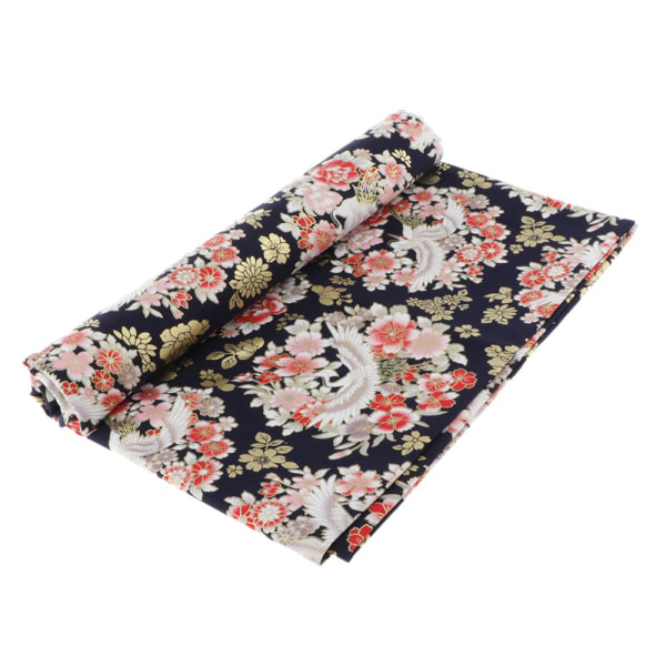 1 meter brun kran och blommigt sytyg 59 Peach Blossom Black