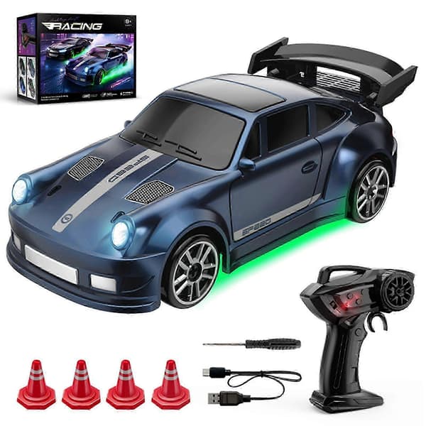 [RM][LLC] Mini RC Drift Car 1/64 Scale Truck Remote Control Four-Wheel Drive Proportion Blue 1