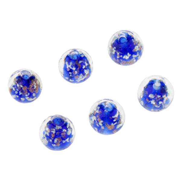 6st runda glaspärlor självlysande distanshållare lösa pärlor Smyckenstillverkning Royal Blue
