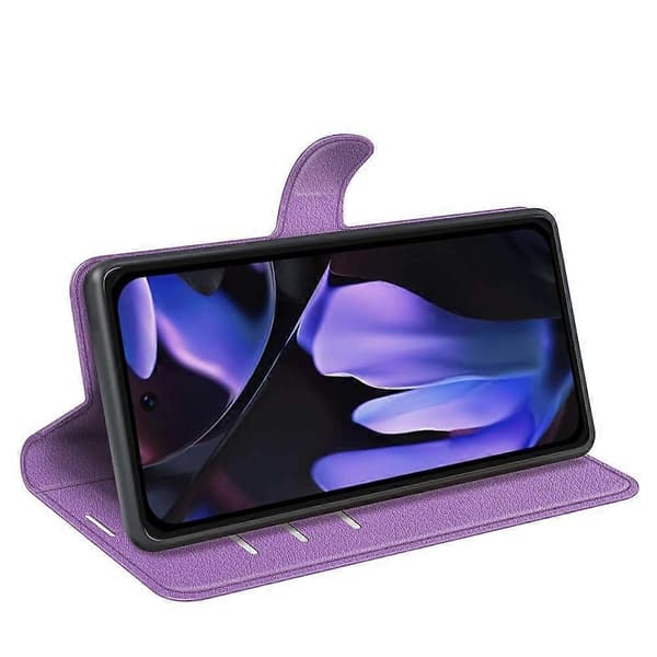 [RM] Litchi læder-telefonetui til Google Pixel 9a Purple For Google Pixel 9a
