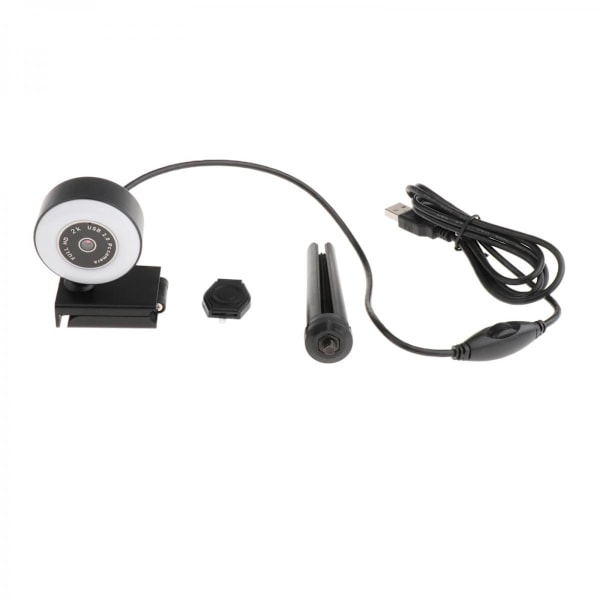 HD USB Webbkamera Videoinspelning För PC Streaming Med 2K Mikrofon Ringljus