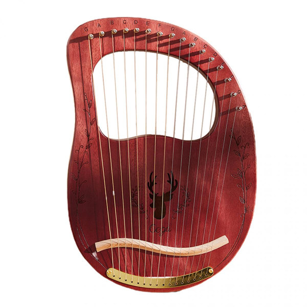 Mahogny Single Board Lyre Harpa Metall 16 Strings Med Nyckel & Kaffepåse