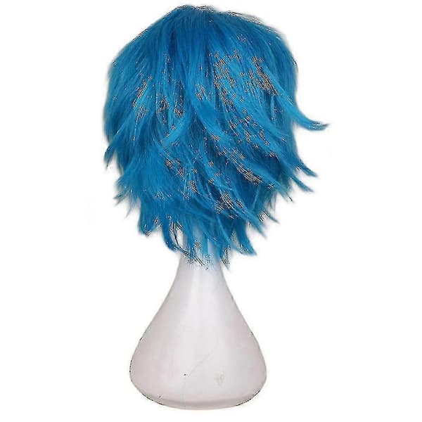 [RM] Moderne kort lige cosplay-kostumeparyk til mænd Lake Blue