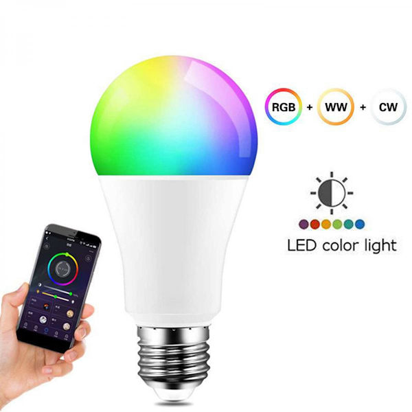 Trådlös Telefonkontroll RGBCW Lampa Timer Dimbar Flerfärgad E27