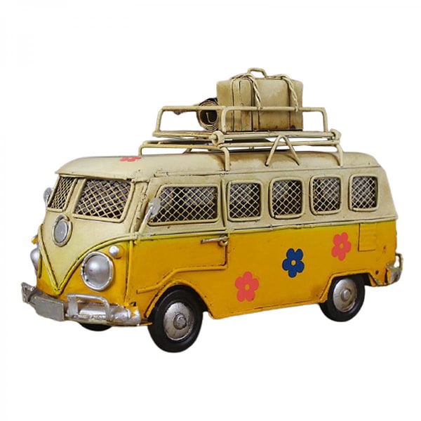 Hantverk husbil modell med spargris vintage buss heminredning gul