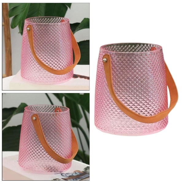 Glasvas Väska Formad Blomma Bordsdekor Hydroponisk Växtkruka Rosa 13x11x15cm
