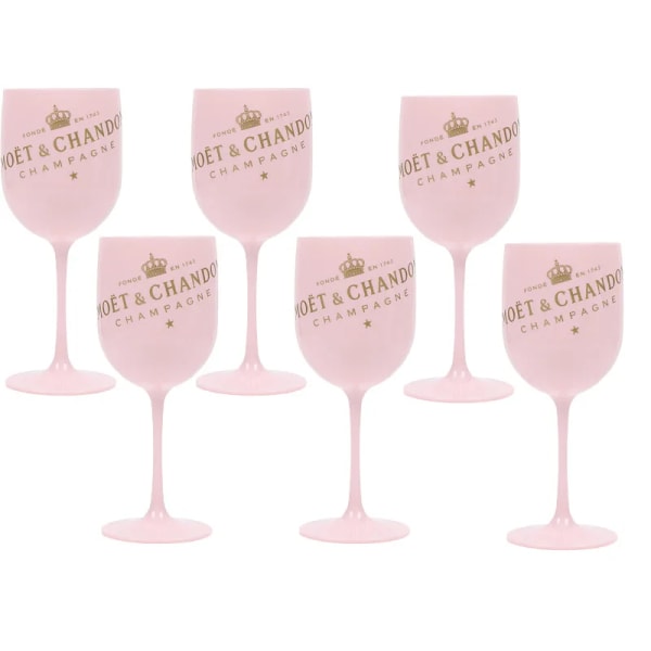 500ml Moet Champagne Flutes Glass Plast Akryl Champagne Glas Vinglas PINK 6PCS